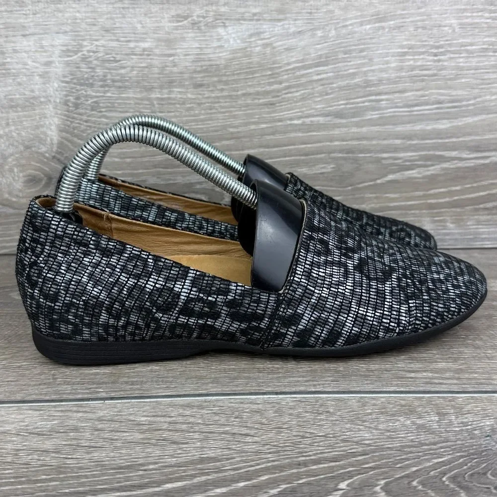 Dansko Larisa Women’s Sz 8.5-9/EU 39 Black Silver Leopard Print Flats Loafers